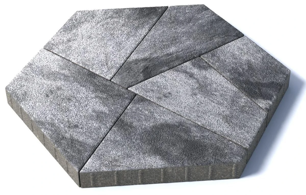 Тротуарная плитка Мозаика, 80 мм, гранит, Антрацит