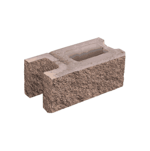 Заборный блок колотый, стеновой, 380*190*140мм, коричневый