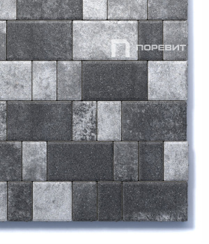 Тротуарная плитка Б.1.Фсм.6 гладкий листопад (черный, белый) - Антрацит